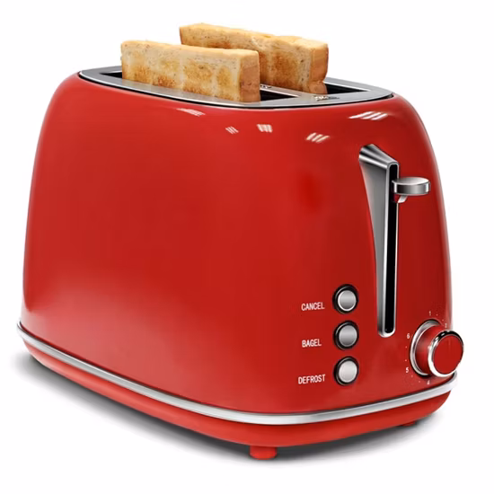 Great Quality 6 Bread Shade Settings 2 Slice Retro Stainless Steel Toaster